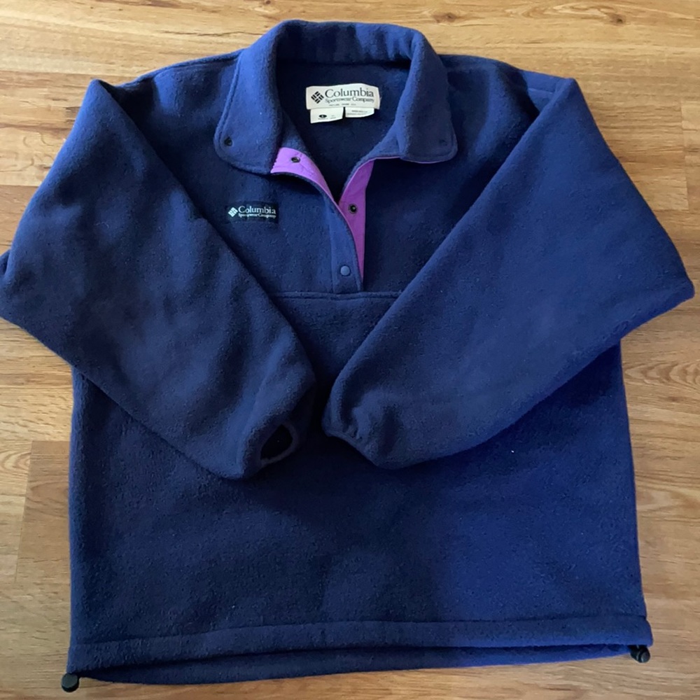 Vintage Columbia USA Half Button Pullover LG